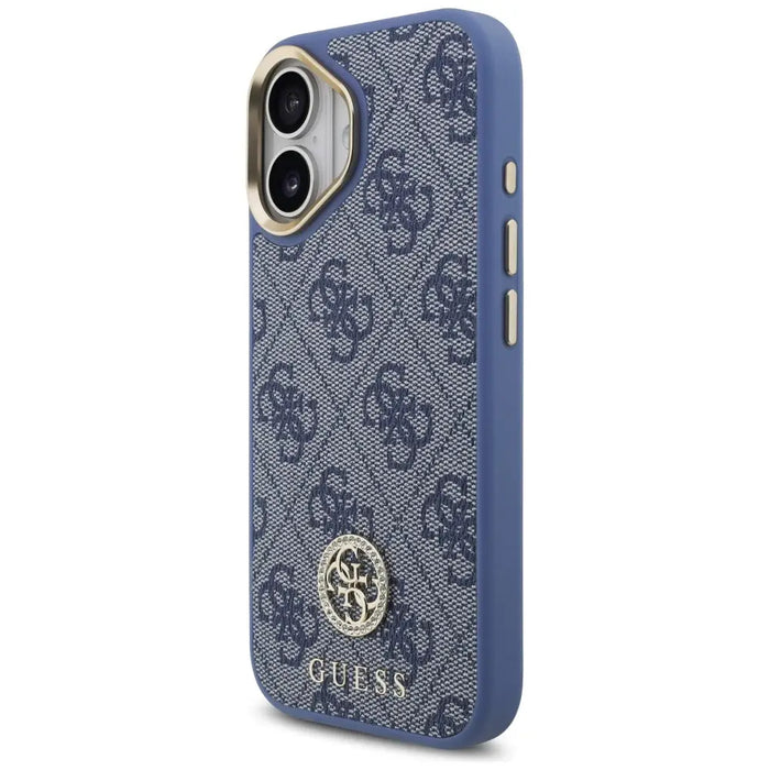 Guess 4G Strass Logo & Big Strap Metal Buttons MagSafe Case for iPhone 17 - Blue - Cell phone cases