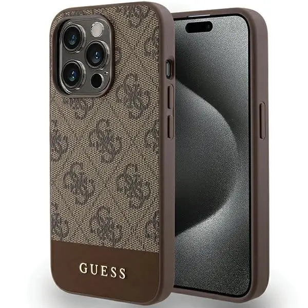 Guess 4G Stripe Collection case for iPhone 15 Pro Max - brown - Cell phone cases and covers<<<HurtelXML