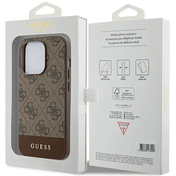 Guess 4G Stripe Collection case for iPhone 15 Pro Max - brown - Cell phone cases and covers<<<HurtelXML