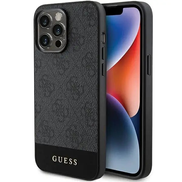 Guess 4G Stripe Collection case for iPhone 15 Pro Max - gray - Cell phone cases and covers<<<HurtelXML