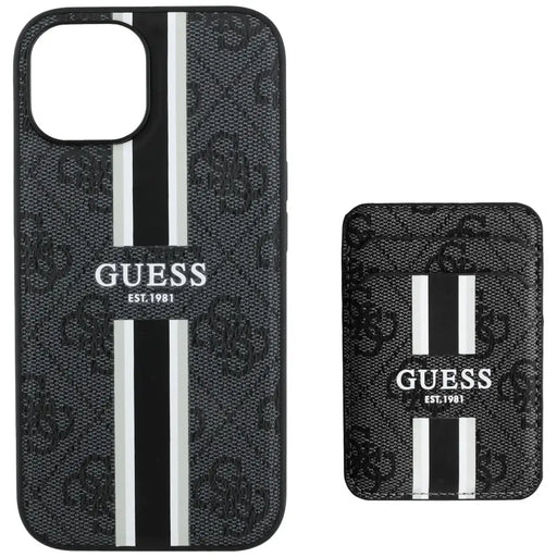 Guess 4G Stripes case with Magsafe wallet for iPhone 15 black - Cell phone cases and covers<<<HurtelXML