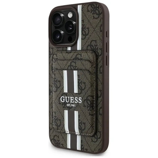 Guess 4G Stripes case with Magsafe wallet for iPhone 16 Pro Max brown - Cell phone cases and covers<<<HurtelXML