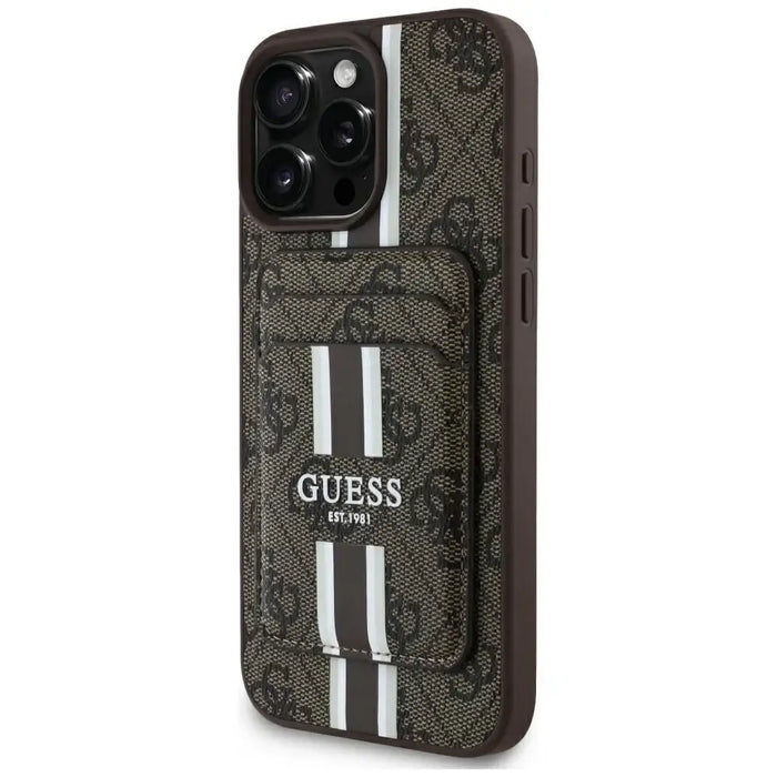Guess 4G Stripes case with Magsafe wallet for iPhone 16 Pro Max brown - Cell phone cases and covers<<<HurtelXML