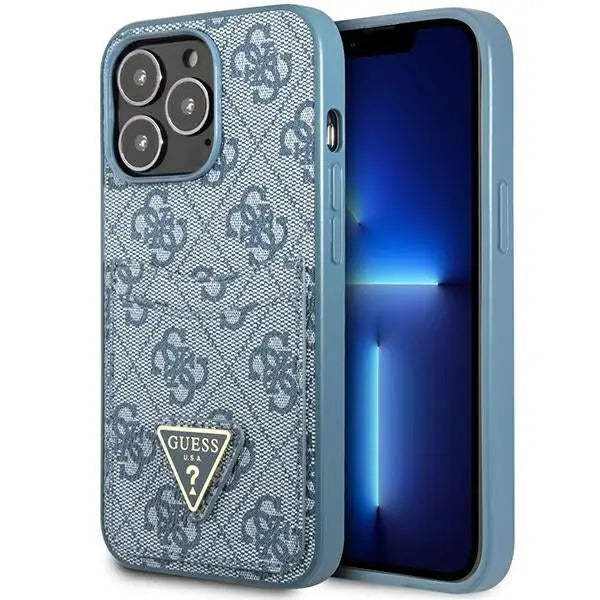 Guess 4G Triangle Logo Cardslot Case for iPhone 13 Pro / 13 - Blue - Cell phone cases and covers<<<HurtelXML