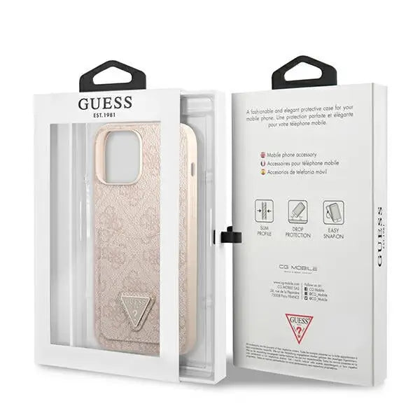 Guess 4G Triangle Logo Cardslot case for iPhone 13 Pro Max - pink - Cell phone cases and covers<<<HurtelXML