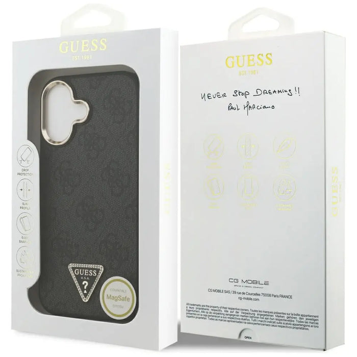 Guess 4G Triangle Logo MagSafe Case for iPhone 17 - Black and Gold - Cell phone cases and covers<<<HurtelXML