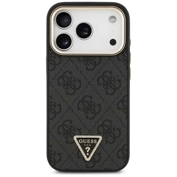 Guess 4G Triangle Logo MagSafe Case for iPhone 17 Pro - Black and Gold - Cell phone cases and covers<<<HurtelXML