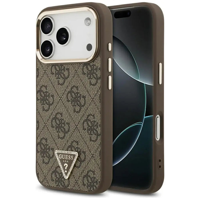 Guess 4G Triangle Logo MagSafe Case for iPhone 17 Pro - Brown and Gold - Cell phone cases and covers<<<HurtelXML