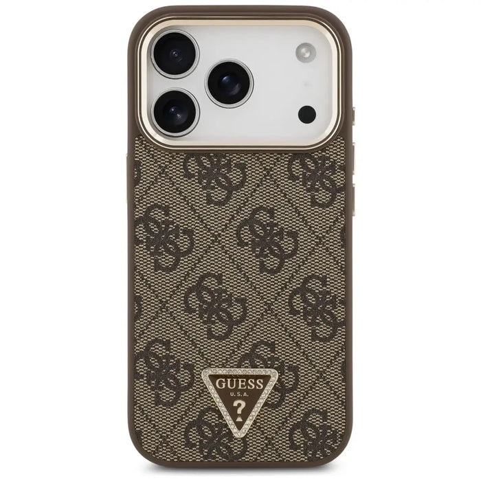 Guess 4G Triangle Logo MagSafe Case for iPhone 17 Pro - Brown and Gold - Cell phone cases and covers<<<HurtelXML