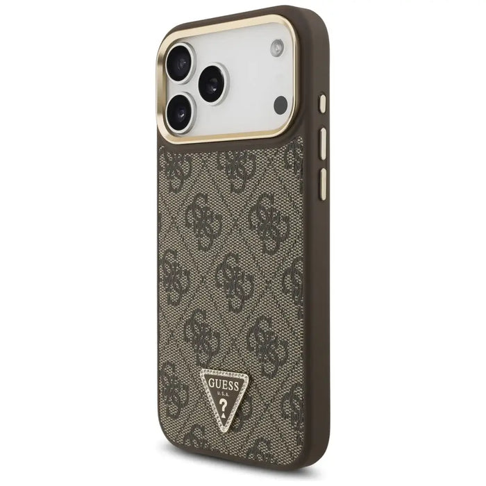Guess 4G Triangle Logo MagSafe Case for iPhone 17 Pro Max - Brown & Gold - Cell phone cases and covers<<<HurtelXML