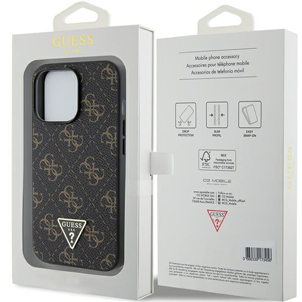 Guess 4G Triangle Metal Logo case for iPhone 14 Pro - black - Cell phone cases and covers<<<HurtelXML