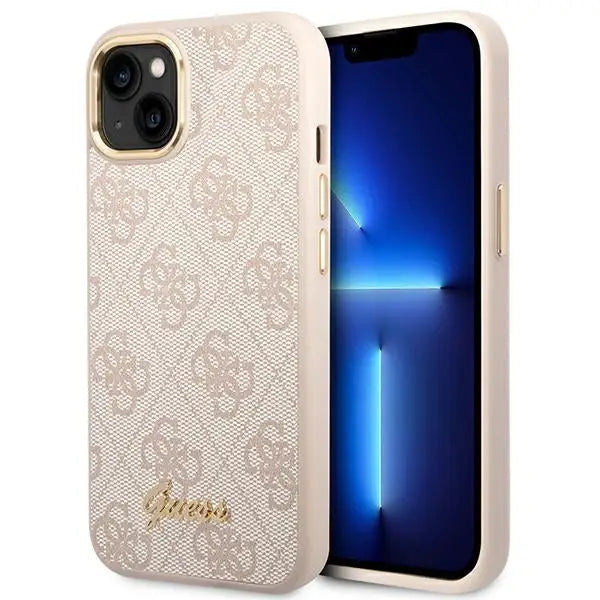 Guess 4G Vintage Gold Logo case for iPhone 14 - pink - Cell phone cases and covers<<<HurtelXML