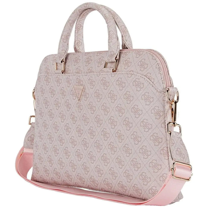Guess 4G Zipper Pocket Triangle Logo 15’’ Laptop Bag - Pink - Laptop bags<<<HurtelXML
