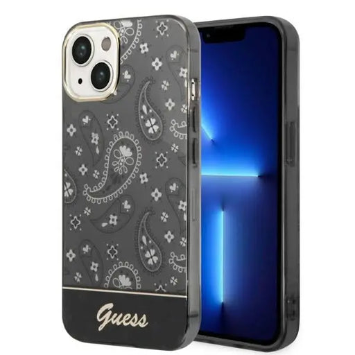 Guess Bandana Paisley Case for iPhone 14 / 15 / 13 6.1’’ - Black - Cell phone cases and covers<<<HurtelXML