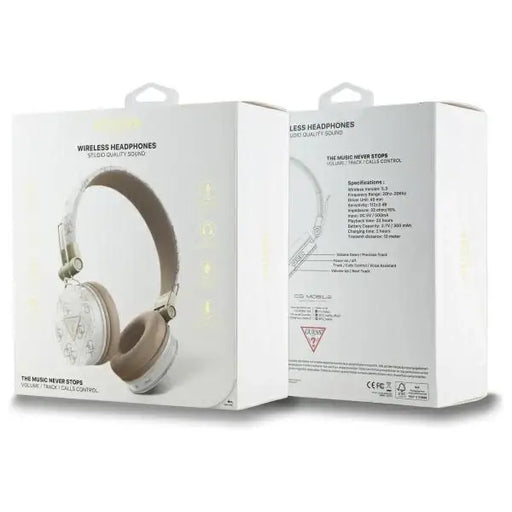 Guess Bluetooth ENC GUBH70E4PTMH on-ear headphones white 4G Triangle Round Shape - Headphones and speakers<<<HurtelXML