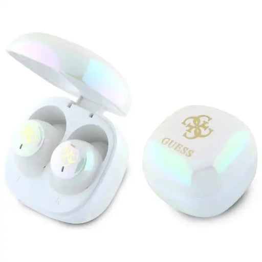 Guess Bluetooth headphones GUTWSJ144ESH TWS + docking station white/white Iridescent 4G Printed Logo - Headphones