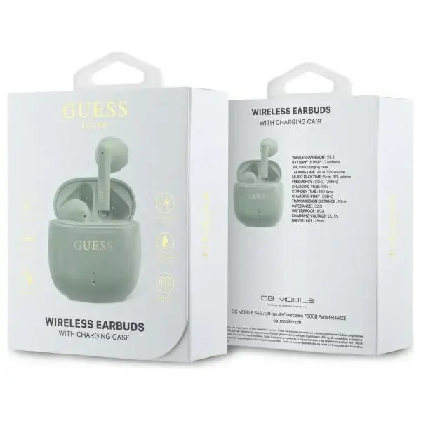 Guess Bluetooth headphones GUTWSJ14ESGN TWS + docking station green/green Printed Classic Logo - Headphones
