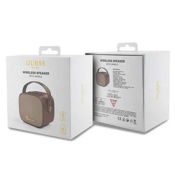 Guess Bluetooth speaker GUWSB2P4SMW Speaker mini brown/bown 4G Leather Script Logo with Strap - Headphones
