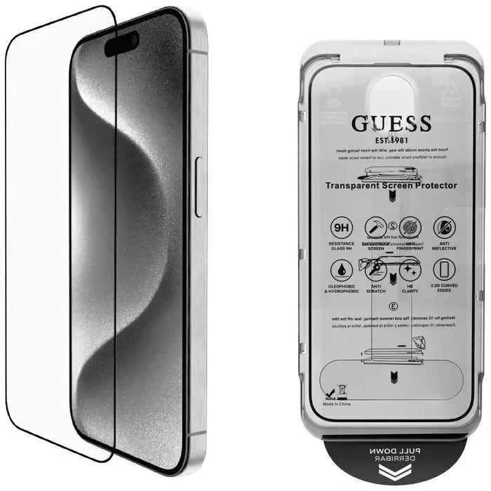 Guess BP Rhinestone 2in1 Screen Protector and Camera Lens Set for iPhone 16 Pro Max - Gold - Cell phone tempered