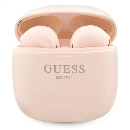 Guess Classic EST Logo TWS Bluetooth headphones + docking station - pink - Headphones and speakers<<<HurtelXML