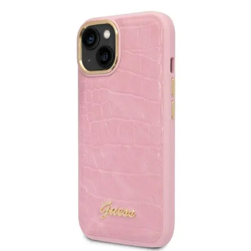 Guess Croco Collection case for iPhone 14 Plus - pink - Cell phone cases and covers<<<HurtelXML