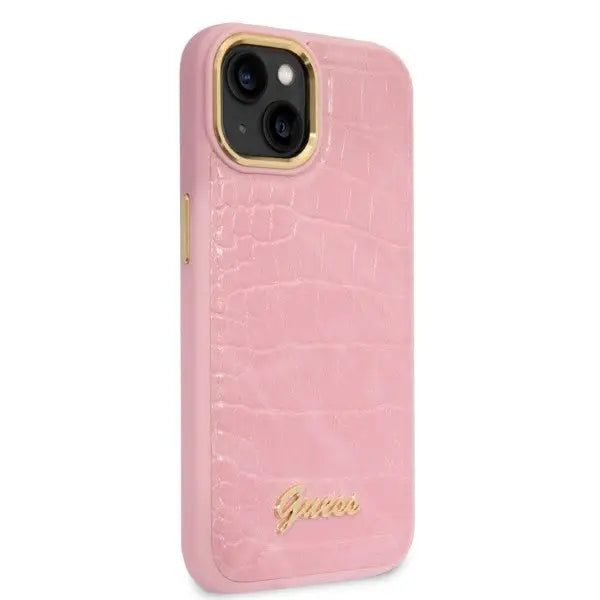 Guess Croco Collection case for iPhone 14 Plus - pink - Cell phone cases and covers<<<HurtelXML