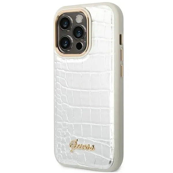 Guess Croco Collection case for iPhone 14 Pro 6.1’’ - silver - Cell phone cases and covers<<<HurtelXML