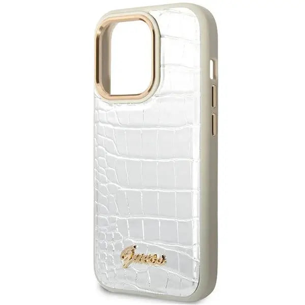 Guess Croco Collection case for iPhone 14 Pro 6.1’’ - silver - Cell phone cases and covers<<<HurtelXML