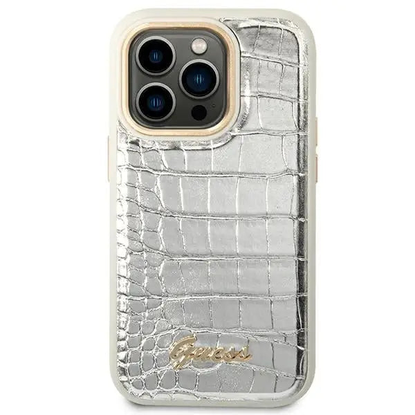 Guess Croco Collection case for iPhone 14 Pro 6.1’’ - silver - Cell phone cases and covers<<<HurtelXML