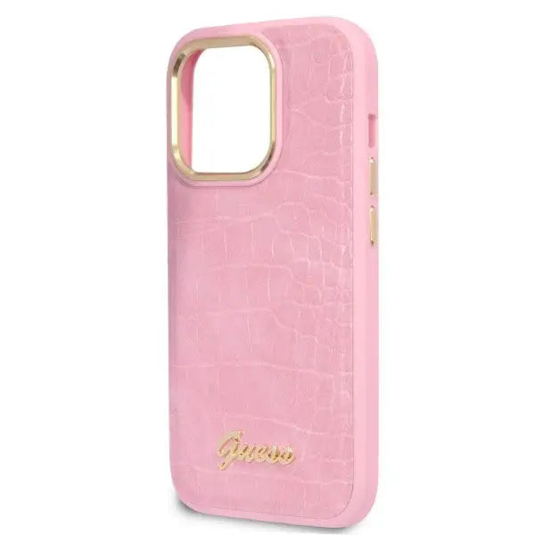 Guess Croco Collection case for iPhone 14 Pro - pink - Cell phone cases and covers<<<HurtelXML