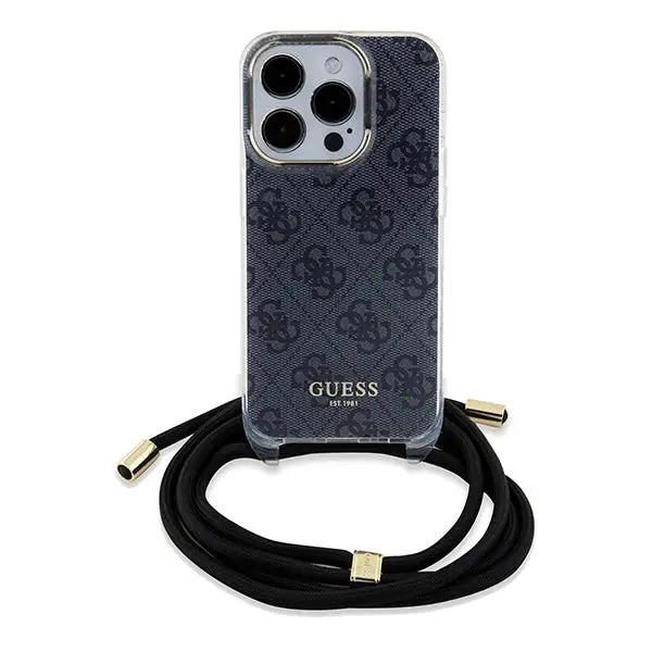 Guess Crossbody Cord 4G Print case for iPhone 15 Pro Max - black - Cell phone cases and covers<<<HurtelXML