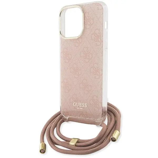 Guess Crossbody Cord 4G Print case for iPhone 15 Pro Max - pink - Cell phone cases and covers<<<HurtelXML