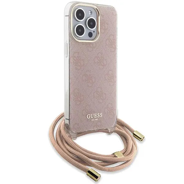 Guess Crossbody Cord 4G Print case for iPhone 15 Pro Max - pink - Cell phone cases and covers<<<HurtelXML