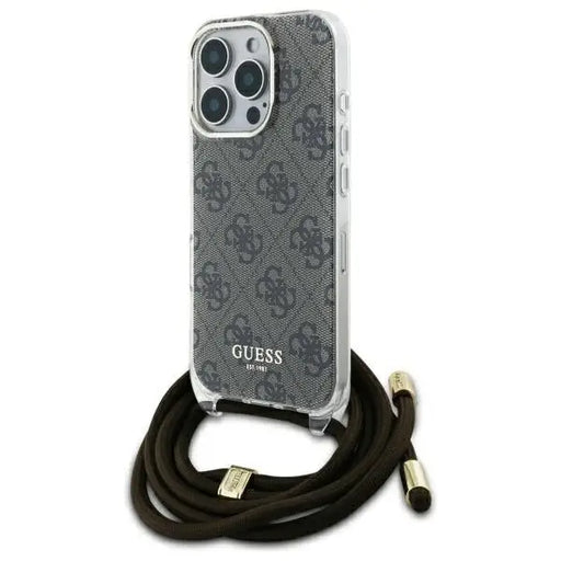 Guess Crossbody Cord 4G Print Case for iPhone 16 Pro - Brown - Cell phone cases and covers<<<HurtelXML