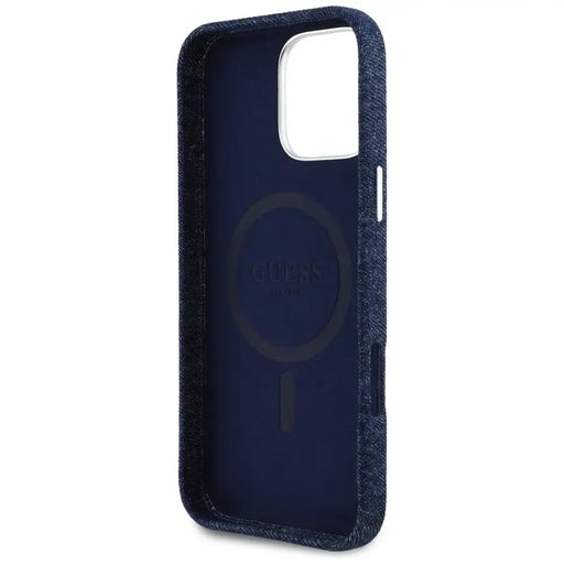 Guess Denim Triangle Logo MagSafe iPhone 16 Pro Case - Blue - Cell phone cases and covers<<<HurtelXML