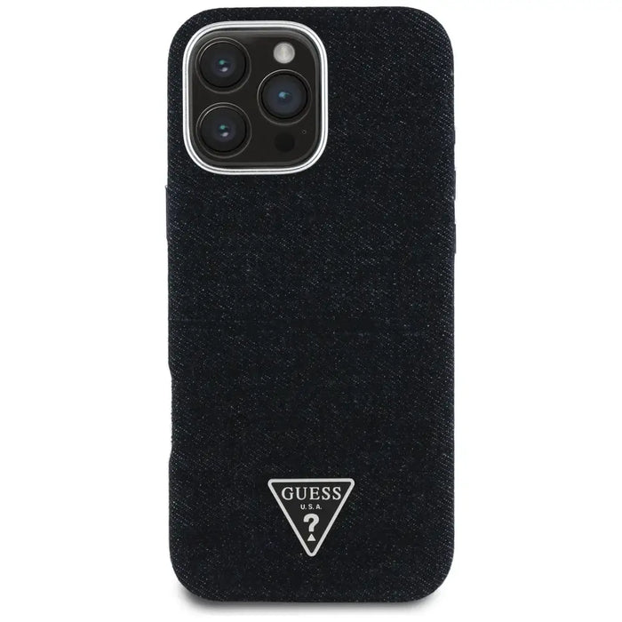 Guess Denim Triangle Logo MagSafe iPhone 16 Pro Max Case - Black - Cell phone cases and covers<<<HurtelXML