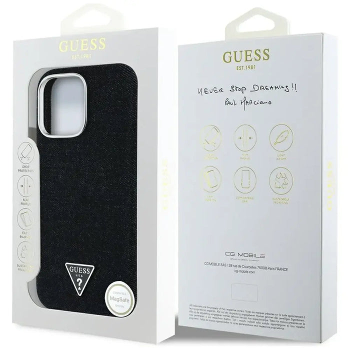 Guess Denim Triangle Logo MagSafe iPhone 16 Pro Max Case - Black - Cell phone cases and covers<<<HurtelXML
