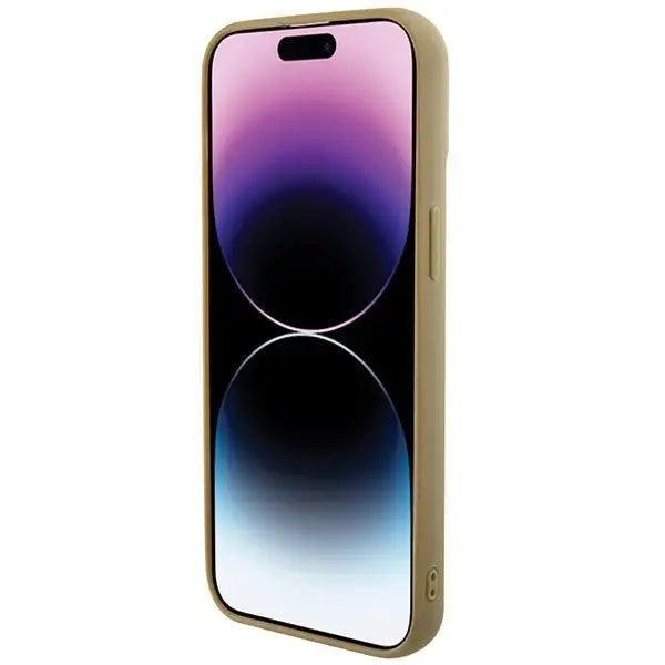Guess Disco Metal Script case for iPhone 15 - gold - Cell phone cases and covers<<<HurtelXML