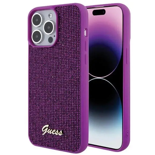 Guess Disco Metal Script case for iPhone 15 Pro Max - pink - Cell phone cases and covers<<<HurtelXML