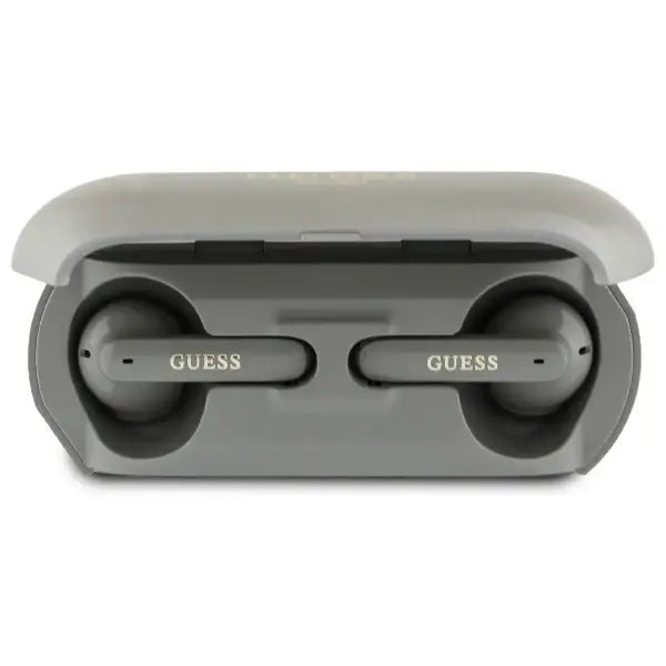 Guess Elongated Metalic Printed Logo Bluetooth TWS Headphones + Docking Station - Gray - Headphones