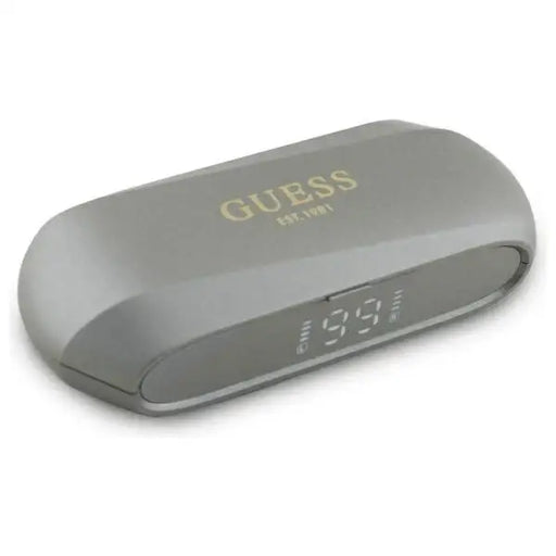 Guess Elongated Metalic Printed Logo Bluetooth TWS Headphones + Docking Station - Gray - Headphones