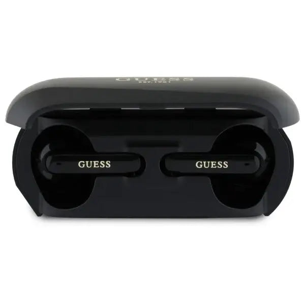 Guess Elongated Metallic Printed Logo Bluetooth TWS Headphones + Docking Station - Black - Headphones