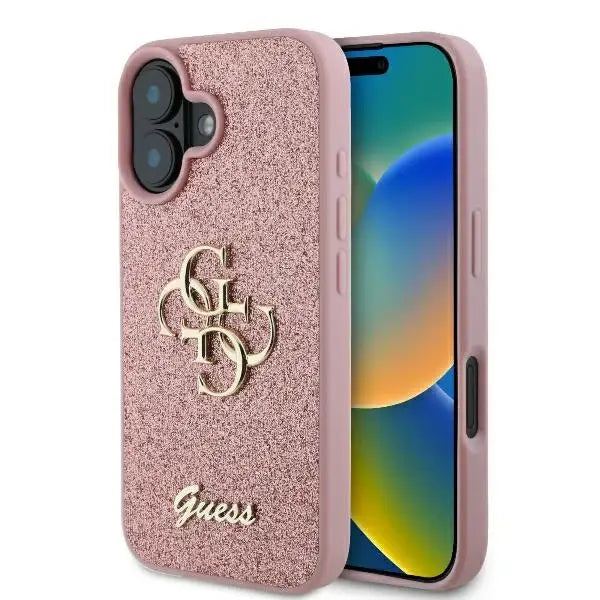 Guess Fixed Glitter Big 4G Case for iPhone 16 Plus 6.7’’ - Pink - Cell phone cases and covers<<<HurtelXML