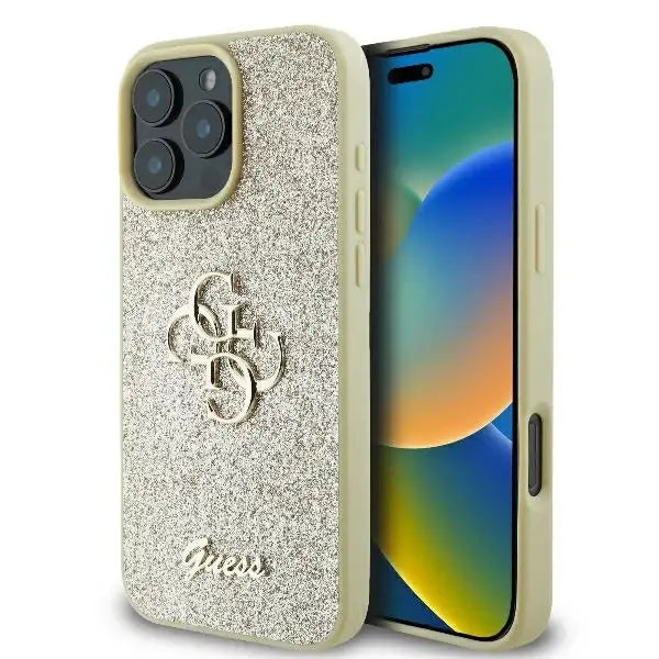 Guess Fixed Glitter Big 4G Case for iPhone 16 Pro - Gold - Cell phone cases and covers<<<HurtelXML