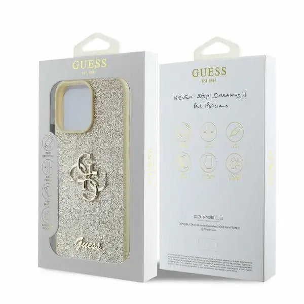 Guess Fixed Glitter Big 4G case for iPhone 16 Pro Max - gold - Cell phone cases and covers<<<HurtelXML