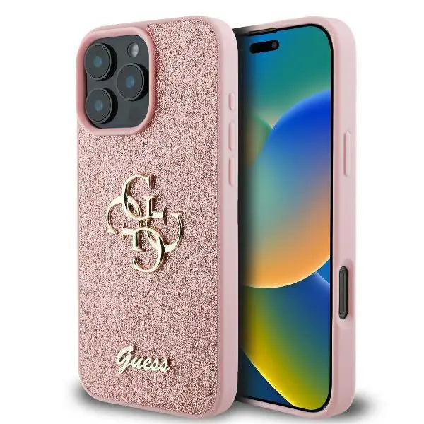 Guess Fixed Glitter Big 4G Case for iPhone 16 Pro - Pink - Cell phone cases and covers<<<HurtelXML