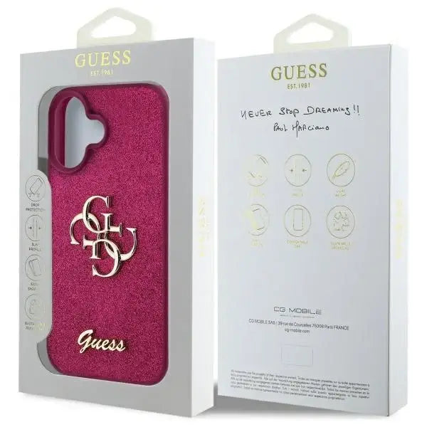 Guess Fixed Glitter Big 4G case for iPhone 16 - purple - Cell phone cases and covers<<<HurtelXML