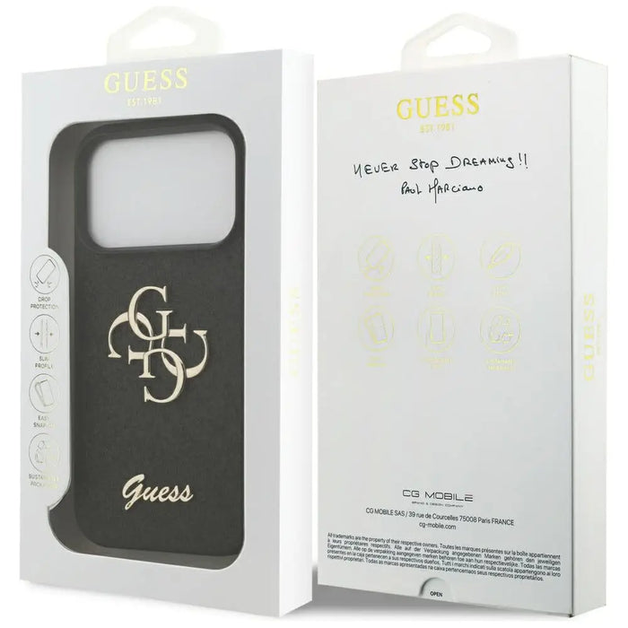 Guess Fixed Glitter Big 4G case for iPhone 17 Pro - black - Cell phone cases and covers<<<HurtelXML