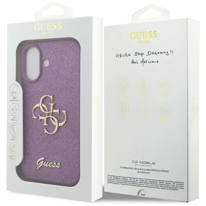 Guess Fixed Glitter Big 4G case for iPhone 17 - purple - Cell phone cases and covers<<<HurtelXML