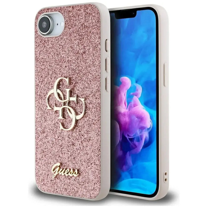 Guess Fixed Glitter Big 4G iPhone 16e Case - Pink - Cell phone cases and covers<<<HurtelXML